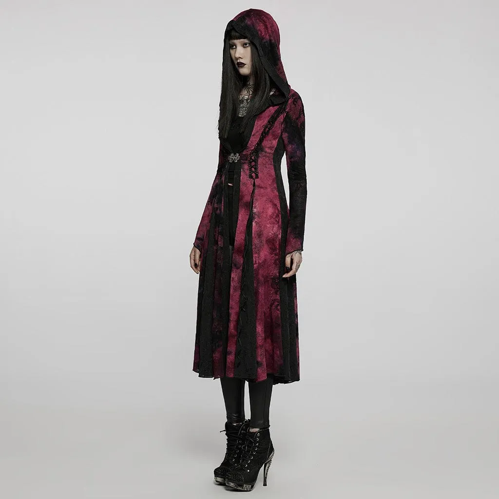 Women's Gothic Vintage Tie-dye Flare Sleeved Maxi Coat