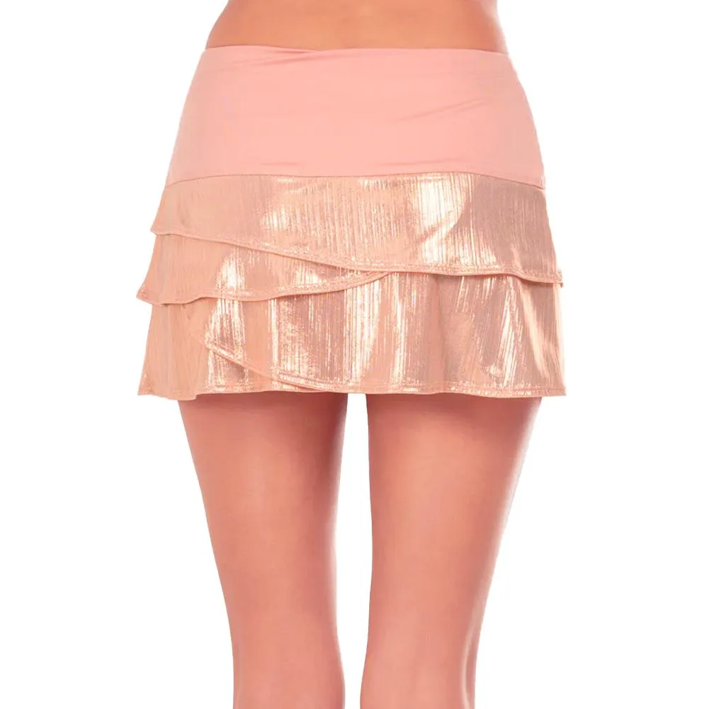 Women`s Long Metallic Scallop Tennis Skort