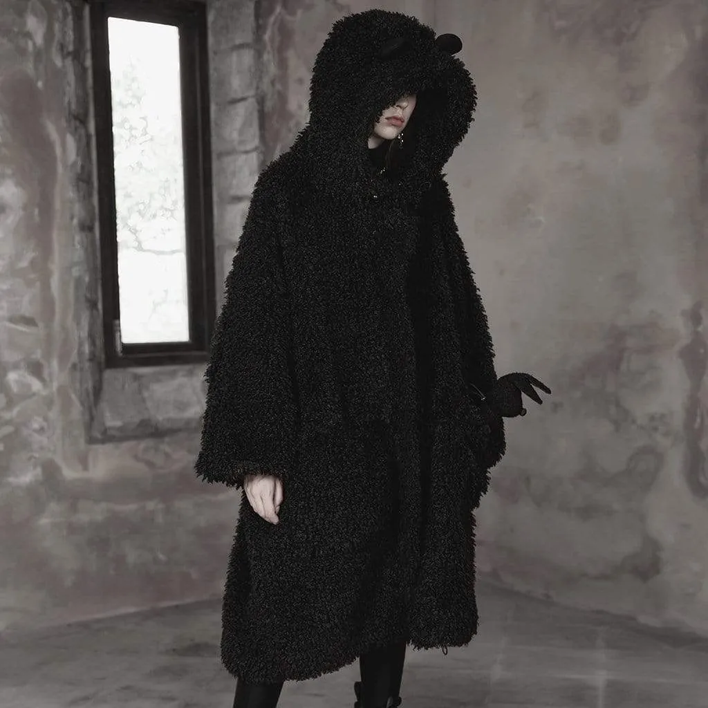 Women's Punk Polar Fleece Coat with Bear's Ears Hood