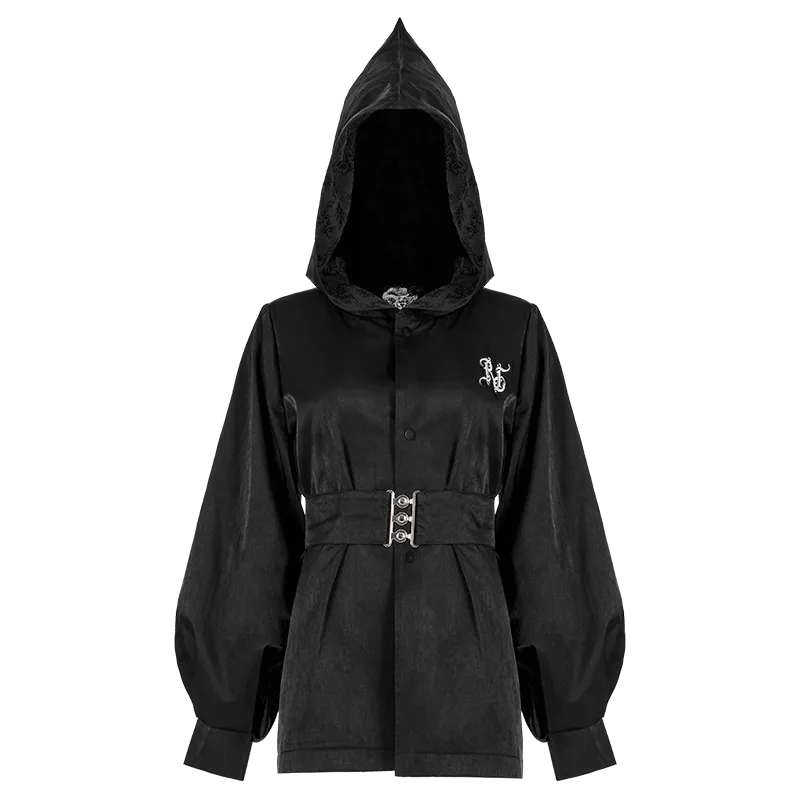 Women's Punk Puff Sleeved Wizard Hood Coat with Belt