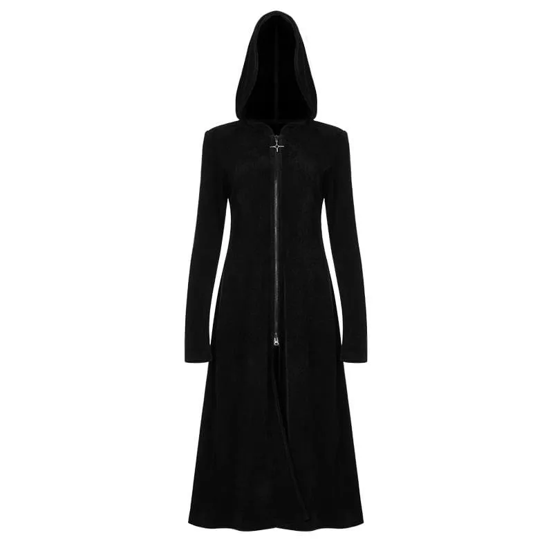 Women's Punk Slim Fitted Long Coat with Hood