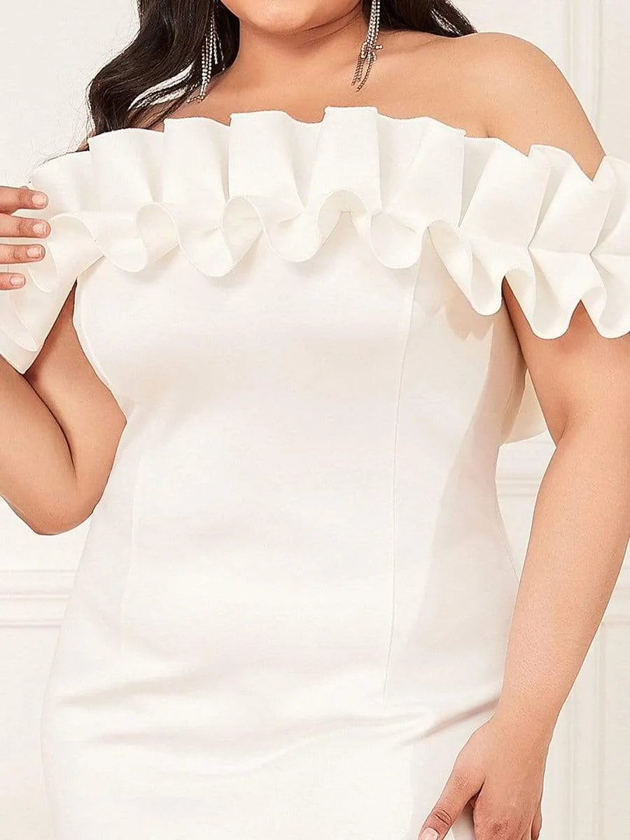 Women's Sexy Off Shoulder Bodycon Party Dress with Ruffles