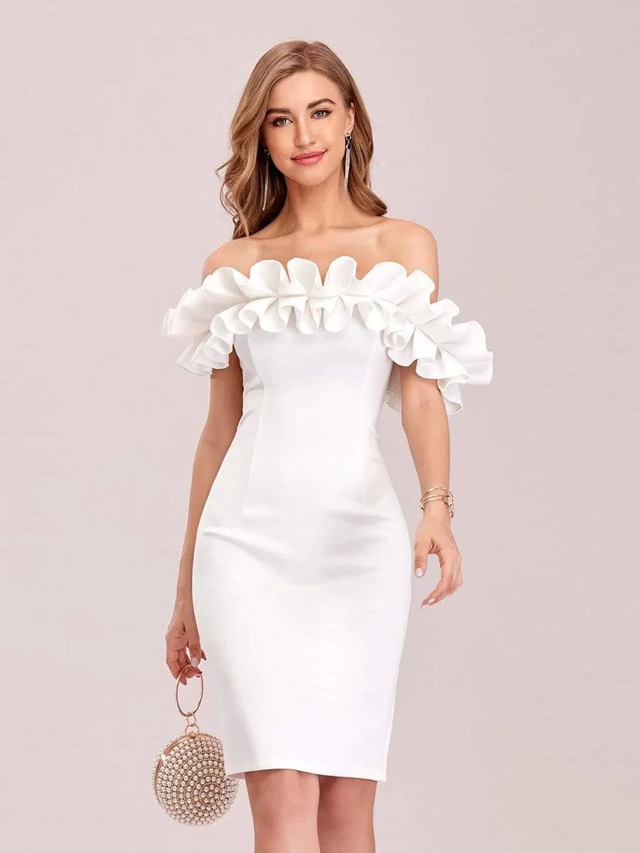 Women's Sexy Off Shoulder Bodycon Party Dress with Ruffles