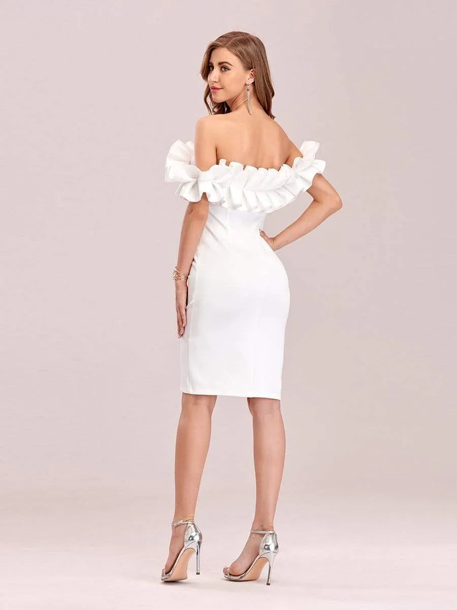 Women's Sexy Off Shoulder Bodycon Party Dress with Ruffles