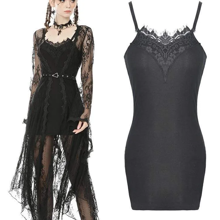 Women's Sexy Slim-fitted Black Lace Bodycon Dress（not Including Lace Cape)