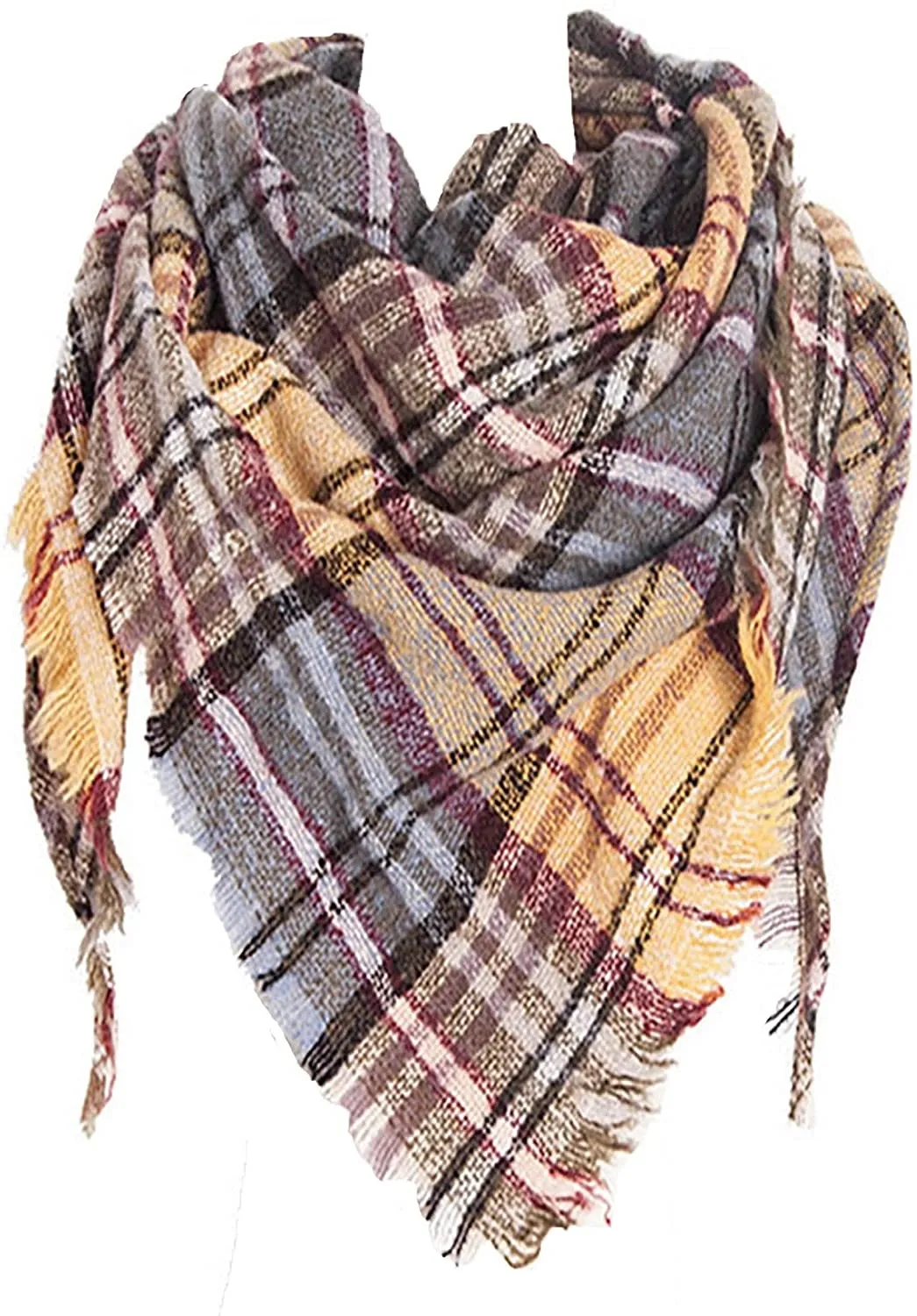 Women's Triangle Plaid Scarf Shawl