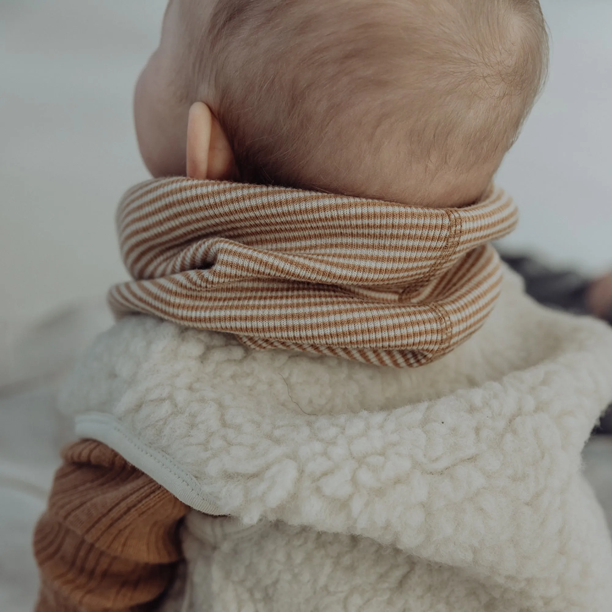 Wool Rib Infinity Scarf - Fawn Stripe