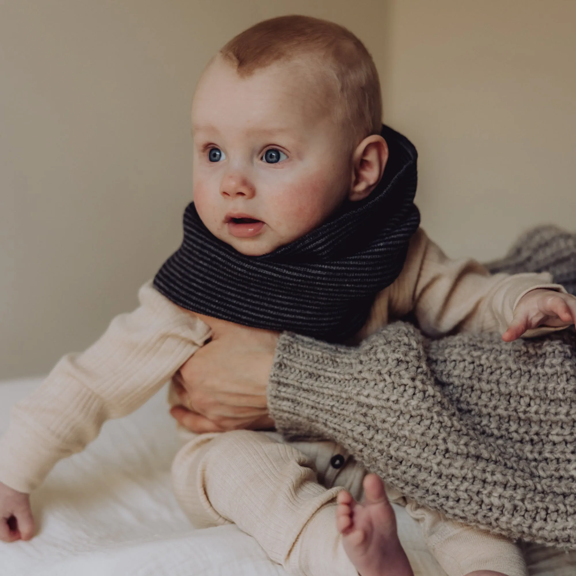 Wool Rib Infinity Scarf - Storm Stripe