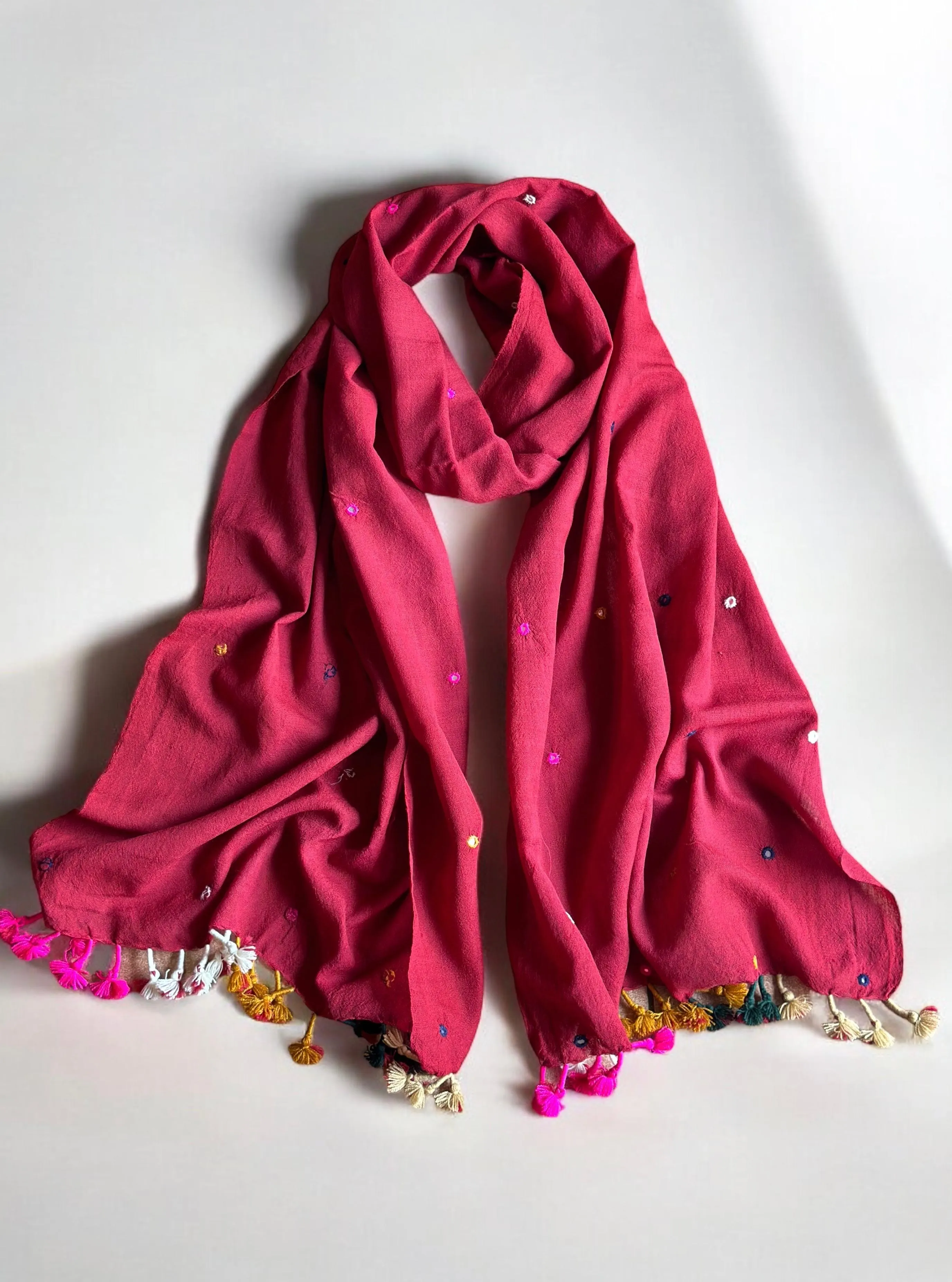 Wool Shawl With Handmade Tassel