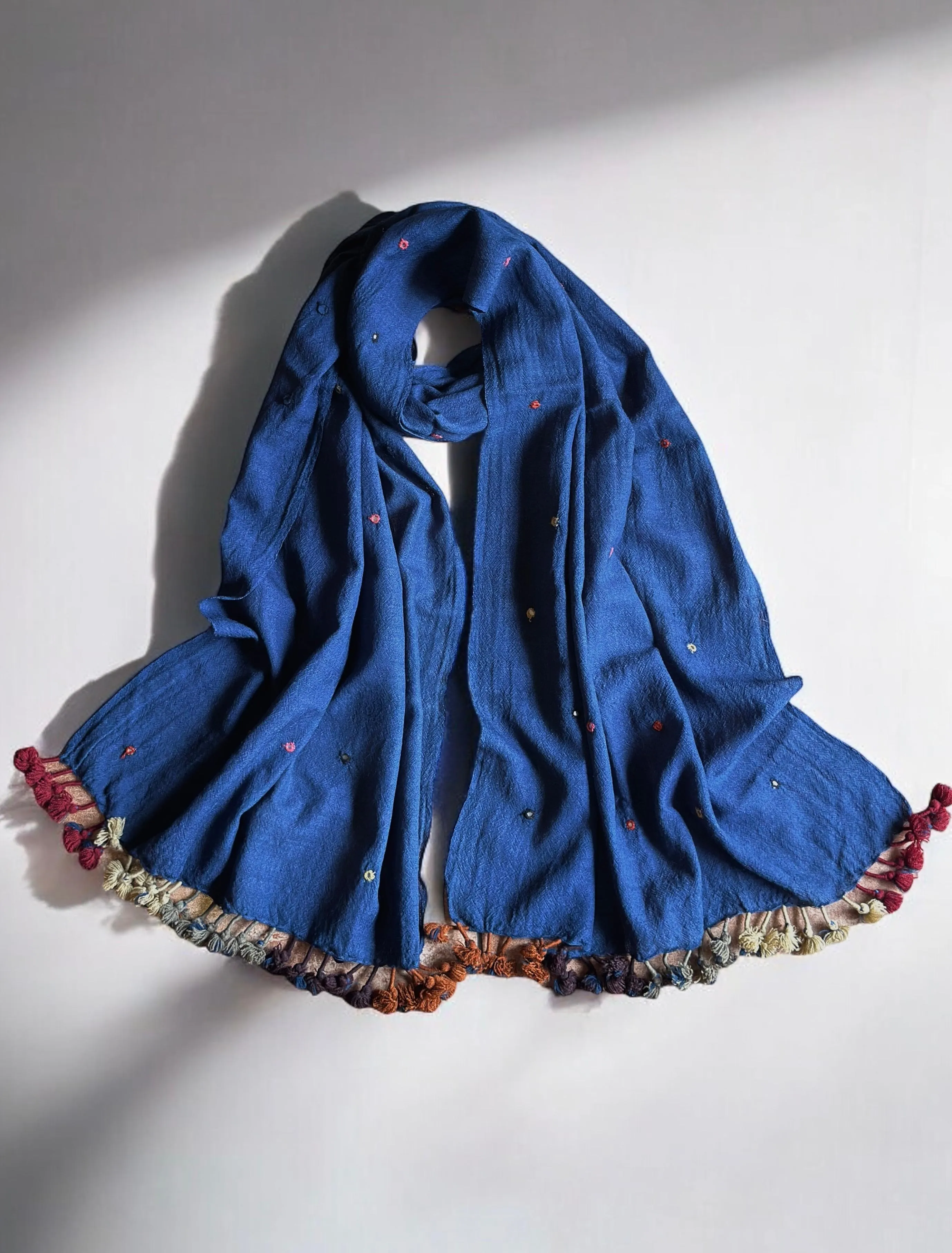 Wool Shawl With Handmade Tassel