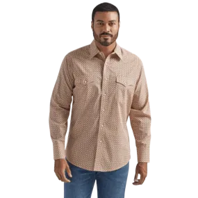 Wrangler Men's Silver Edition Copper Print Long Sleeve Western Shirt